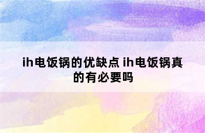 ih电饭锅的优缺点 ih电饭锅真的有必要吗